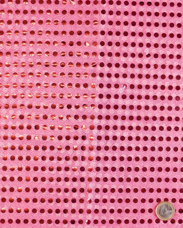 Tissu à Paillettes Rondes Rose Bonbon - Tissushop